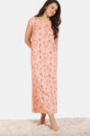 Zivame Pretty Florals Woven Full Length Nightdress - Peach Parfait — thumbnail 2